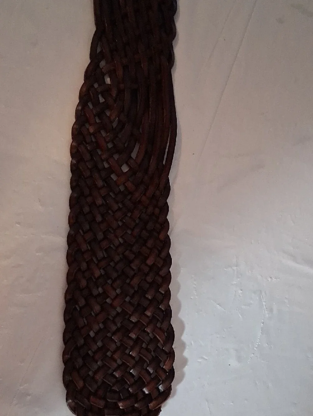 Fossil Woven Brown Leather Belt with Brass Ring Buckle